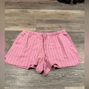Universal Thread striped linen blend pull-on shorts in pink and beige